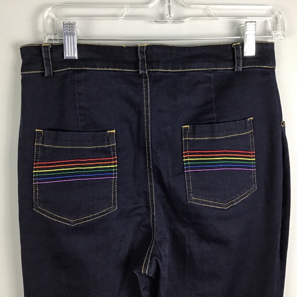 Fervour Straight Leg Rainbow Denim Pants Size M